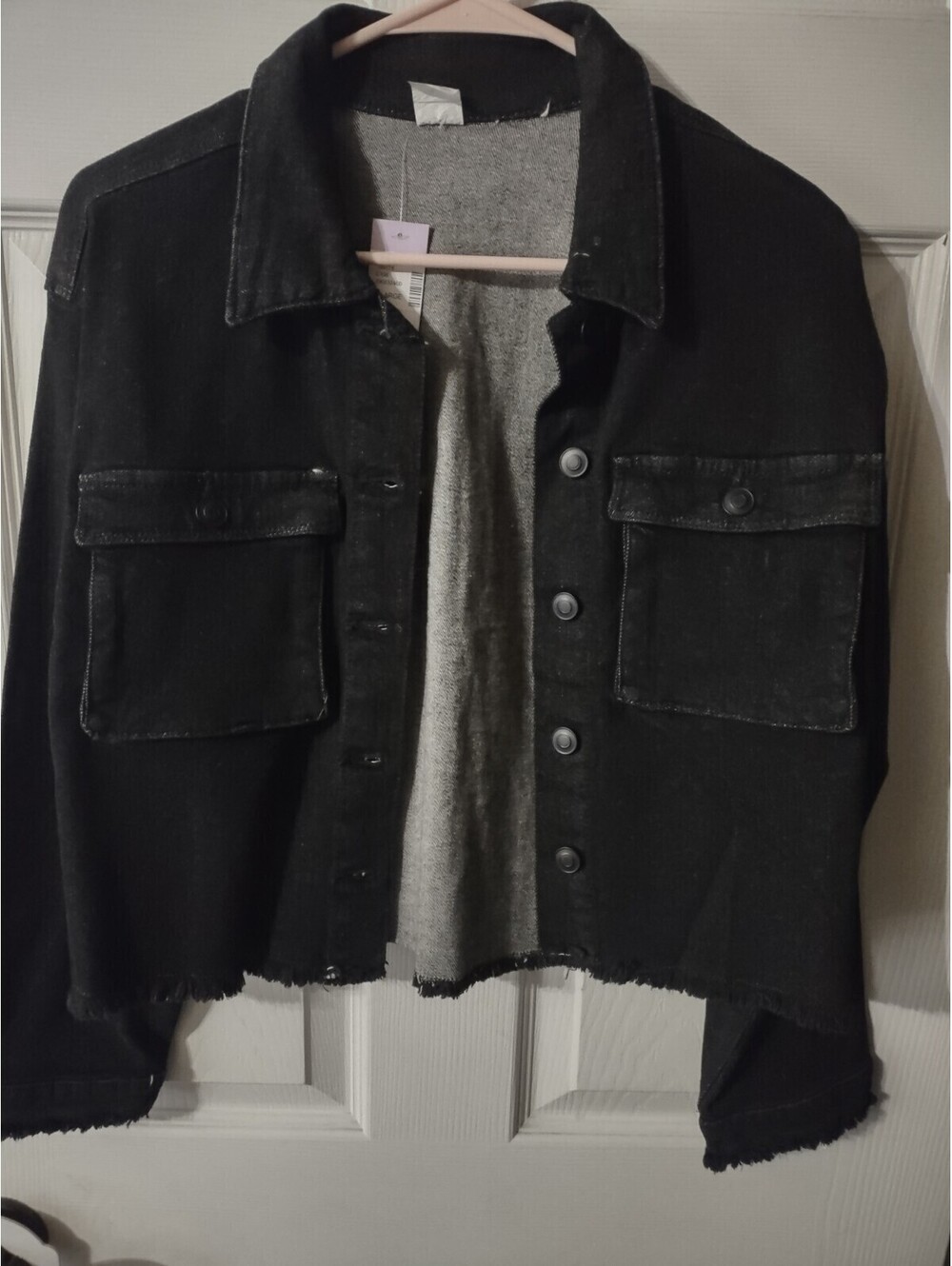 Girls Black Blue jean Jacket Size XL